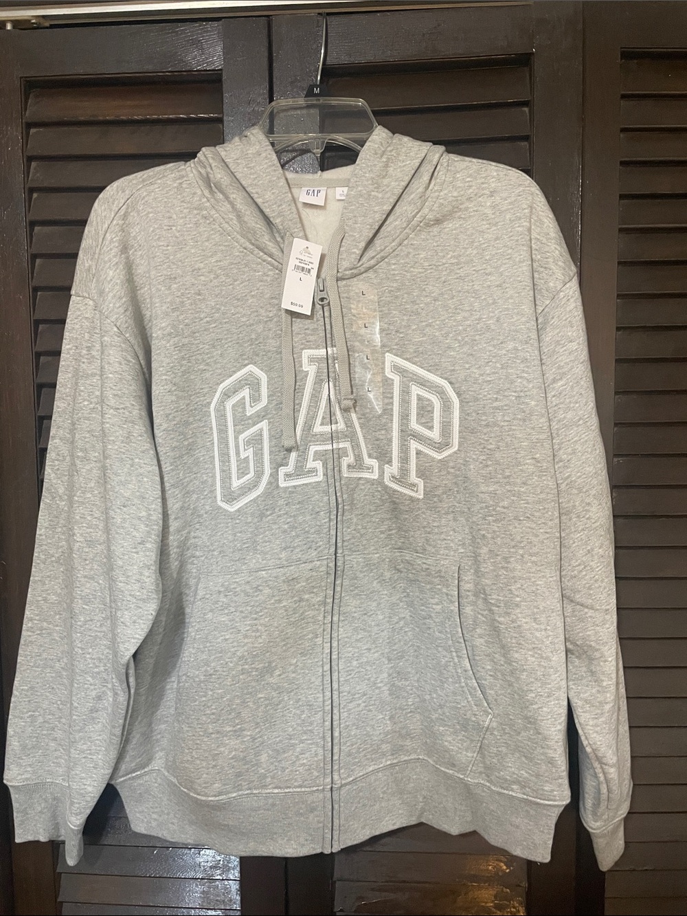 GAP Light Gray Full-Zip Hoodie with Logo